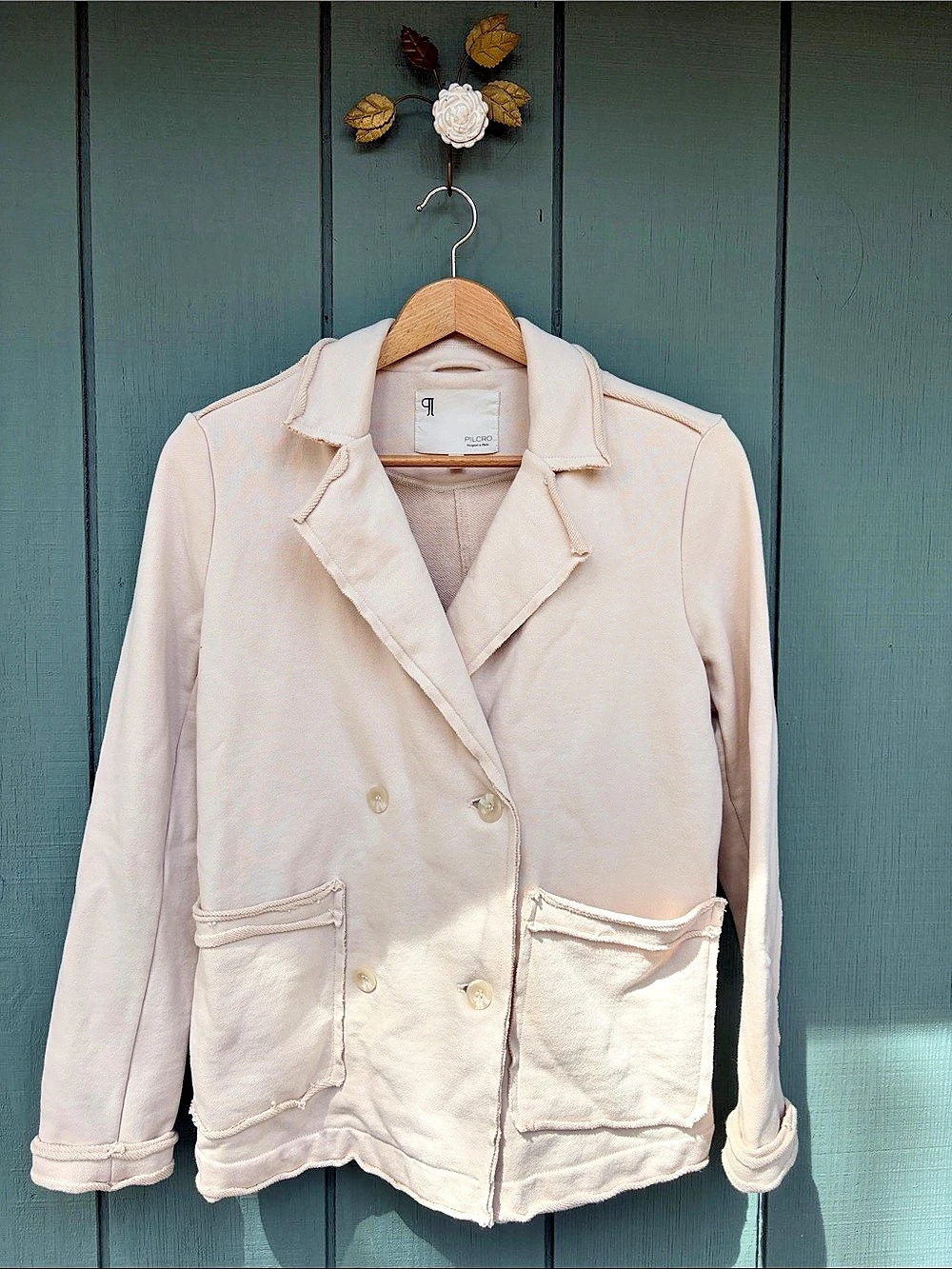 Pilcro Knit Blazer in Cream - Size Small